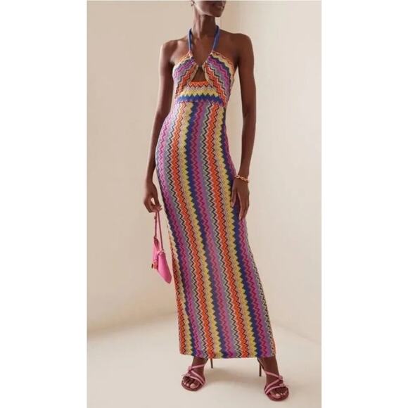 NWT Alexis Multicolor Sunrise Knit Vedette Sleeveless Maxi Dress Size M Resort - Picture 1 of 16